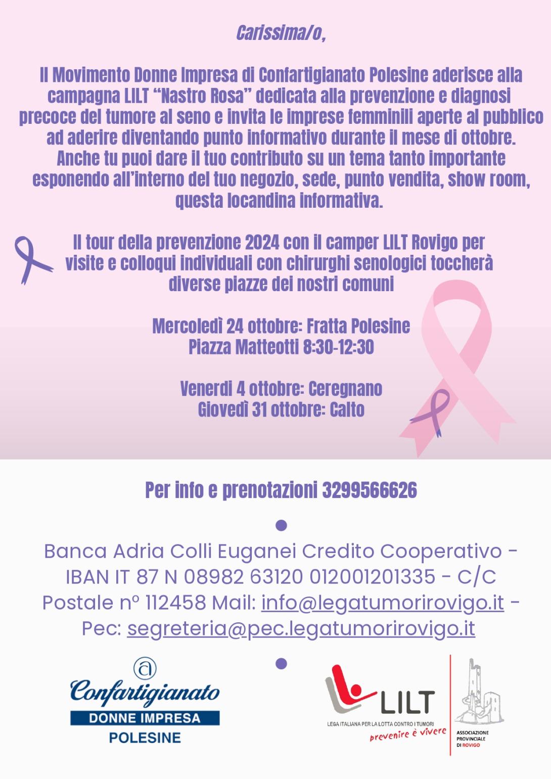 Gruppo Donne Impresa di Confartigianato Polesine con la LILT